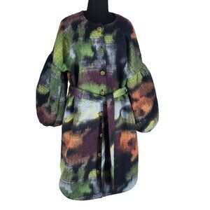 Rosamen Bado Paris Zeli Brushed Wool Blend Green Multicolor Fall Winter Peacoat